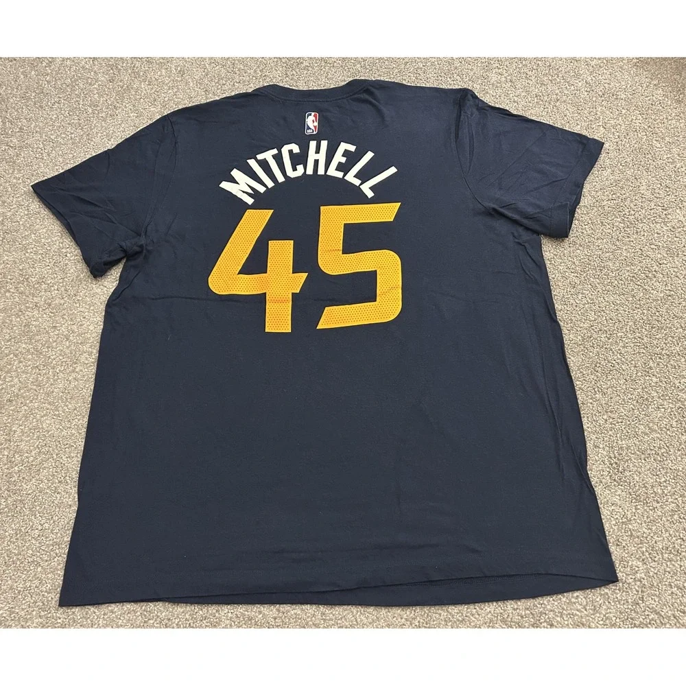 Nike Utah Jazz Donovan Mitchell 45 T-Shirt Mens‎ XL Navy Blue Excellent Graphic